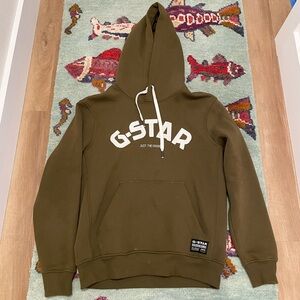 G-Star Raw Jeans Men’s Pullover Green Hooded Sweatshirt Hoodie